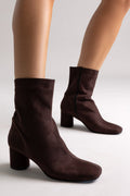 TFP Low Heel Ankle Boots - Brown Suede - thefashionproject.gr - TFP