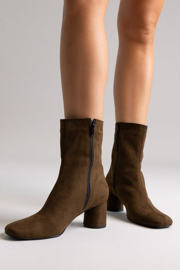 TFP Low Heel Ankle Boots - Olive Suede - thefashionproject.gr - TFP