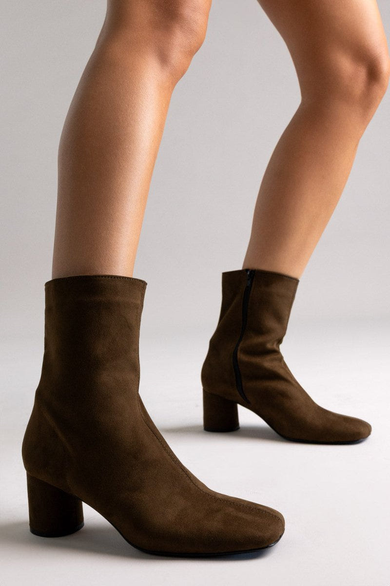 TFP Low Heel Ankle Boots - Olive Suede - thefashionproject.gr - TFP