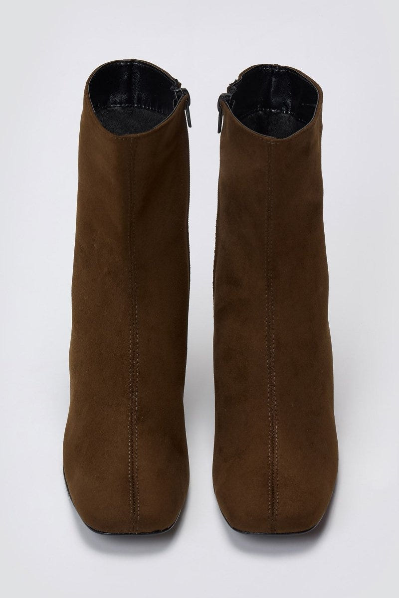 TFP Low Heel Ankle Boots - Olive Suede - thefashionproject.gr - TFP