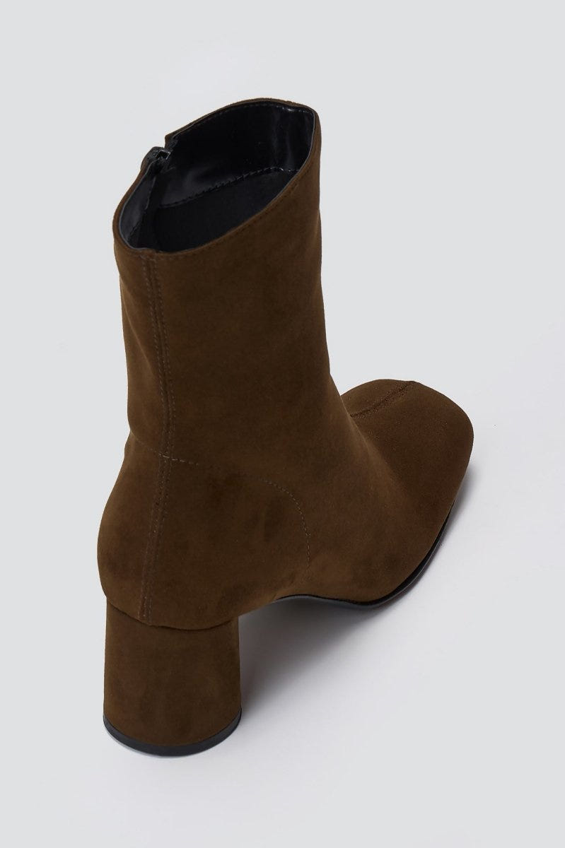 TFP Low Heel Ankle Boots - Olive Suede - thefashionproject.gr - TFP