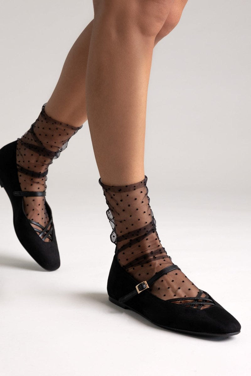 TFP Mary Jane Ballet Flats - Black Suede - thefashionproject.gr - TFP
