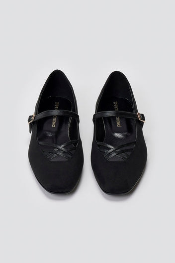 TFP Mary Jane Ballet Flats - Black Suede - thefashionproject.gr - TFP