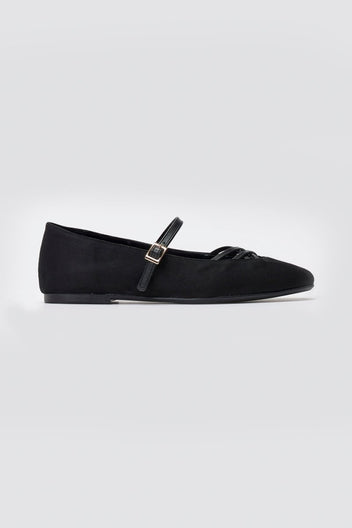 TFP Mary Jane Ballet Flats - Black Suede - thefashionproject.gr - TFP