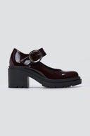TFP Mary Jane Platform Block Heel Pumps - Burgundy Patent - thefashionproject.gr - TFP