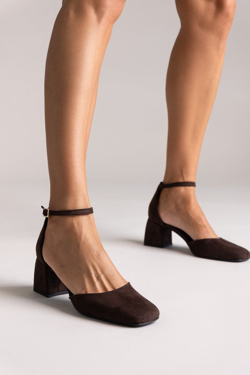 TFP Open Side Pumps - Brown Suede - thefashionproject.gr - TFP