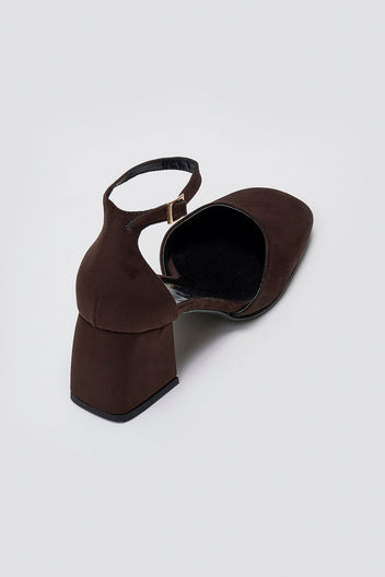 TFP Open Side Pumps - Brown Suede - thefashionproject.gr - TFP