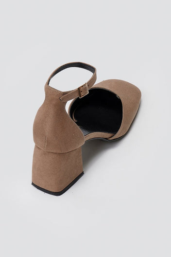 TFP Open Side Pumps - Taupe Suede - thefashionproject.gr - TFP