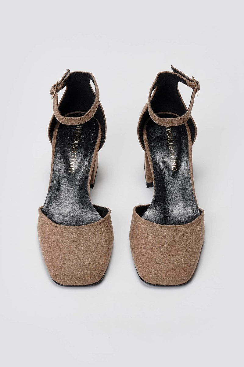 TFP Open Side Pumps - Taupe Suede - thefashionproject.gr - TFP