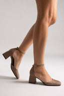 TFP Open Side Pumps - Taupe Suede - thefashionproject.gr - TFP