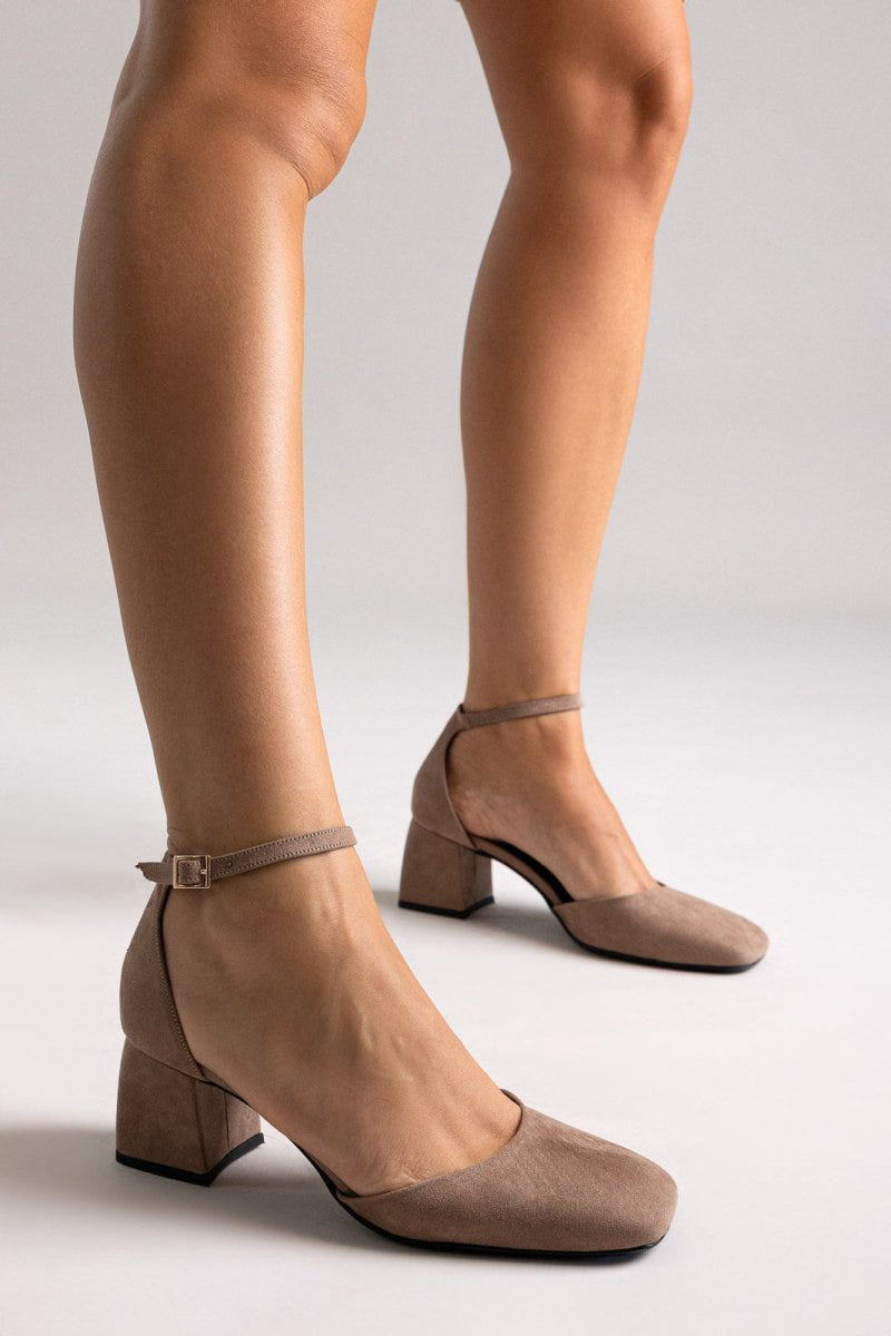 TFP Open Side Pumps - Taupe Suede - thefashionproject.gr - TFP