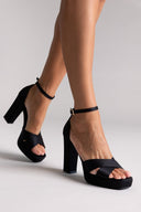 TFP Platform Sandals - Black Satin - thefashionproject.gr - TFP