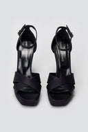 TFP Platform Sandals - Black Satin - thefashionproject.gr - TFP