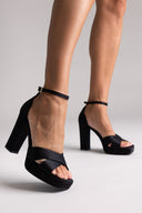 TFP Platform Sandals - Black Satin - thefashionproject.gr - TFP