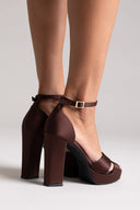 TFP Platform Sandals - Brown Satin - thefashionproject.gr - TFP