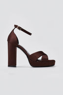TFP Platform Sandals - Brown Satin - thefashionproject.gr - TFP