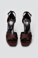 TFP Platform Sandals - Brown Satin - thefashionproject.gr - TFP