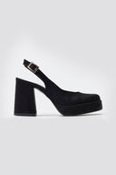 TFP Platform Slingback Pumps - Black Suede - thefashionproject.gr - TFP