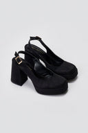 TFP Platform Slingback Pumps - Black Suede - thefashionproject.gr - TFP
