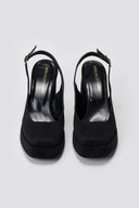 TFP Platform Slingback Pumps - Black Suede - thefashionproject.gr - TFP