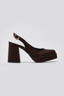 TFP Platform Slingback Pumps - Brown Suede - thefashionproject.gr - TFP
