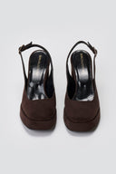 TFP Platform Slingback Pumps - Brown Suede - thefashionproject.gr - TFP