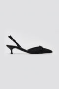 TFP Pointed Slingback Pumps with Kitten Heel - Black Suede - thefashionproject.gr - TFP