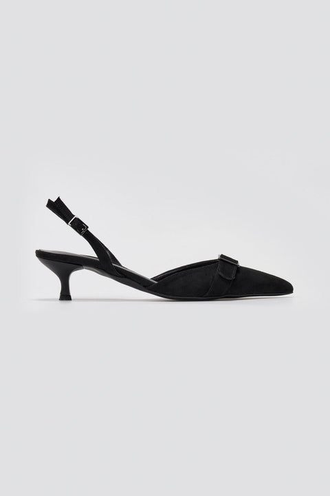 Escarpins slingback à bout pointu avec Kitten Heel - daim noir