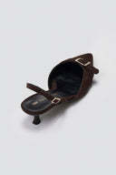 TFP Pointed Slingback Pumps with Kitten Heel - Brown Suede - thefashionproject.gr - TFP