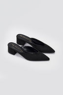 TFP Pointed Suede Mules with Block Heel - Black Suede - thefashionproject.gr - TFP