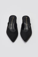 TFP Pointed Suede Mules with Block Heel - Black Suede - thefashionproject.gr - TFP