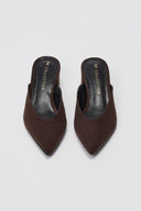 TFP Pointed Suede Mules with Block Heel - Brown Suede - thefashionproject.gr - TFP