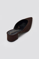 TFP Pointed Suede Mules with Block Heel - Brown Suede - thefashionproject.gr - TFP