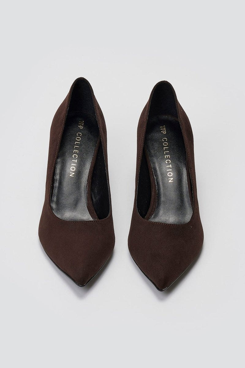 TFP Pointed Toe Pumps - Brown Suede - thefashionproject.gr - TFP
