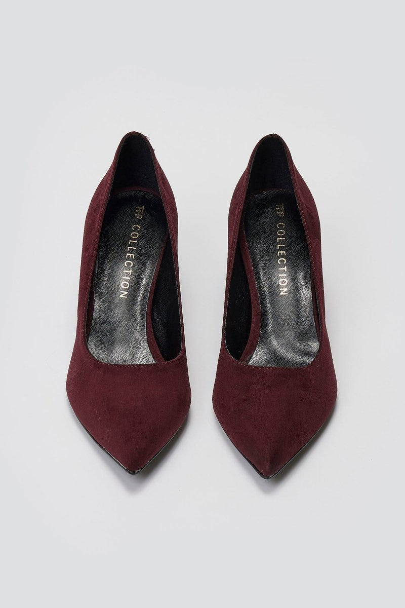 TFP - Pointed Toe Pumps - Burgundy Suede