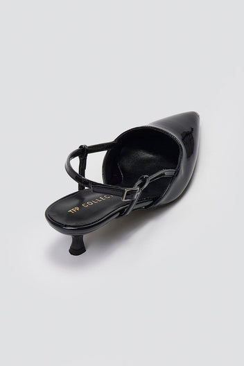 TFP Slingback Pointed Toe Pumps - Black Patent - thefashionproject.gr - TFP