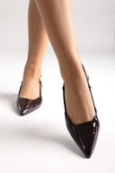 TFP Slingback Pointed Toe Pumps - Brown Patent - thefashionproject.gr - TFP