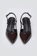 TFP Slingback Pointed Toe Pumps - Brown Patent - thefashionproject.gr - TFP
