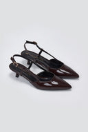 TFP Slingback Pointed Toe Pumps - Brown Patent - thefashionproject.gr - TFP