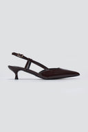 TFP Slingback Pointed Toe Pumps - Brown Patent - thefashionproject.gr - TFP