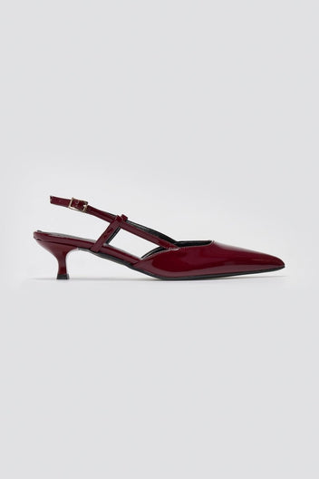 TFP Slingback Pointed Toe Pumps - Burgundy Patent - thefashionproject.gr - TFP