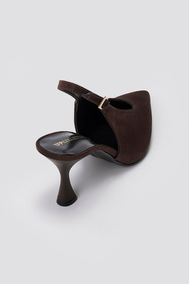 TFP Slingback Pumps - Brown Suede - thefashionproject.gr - TFP