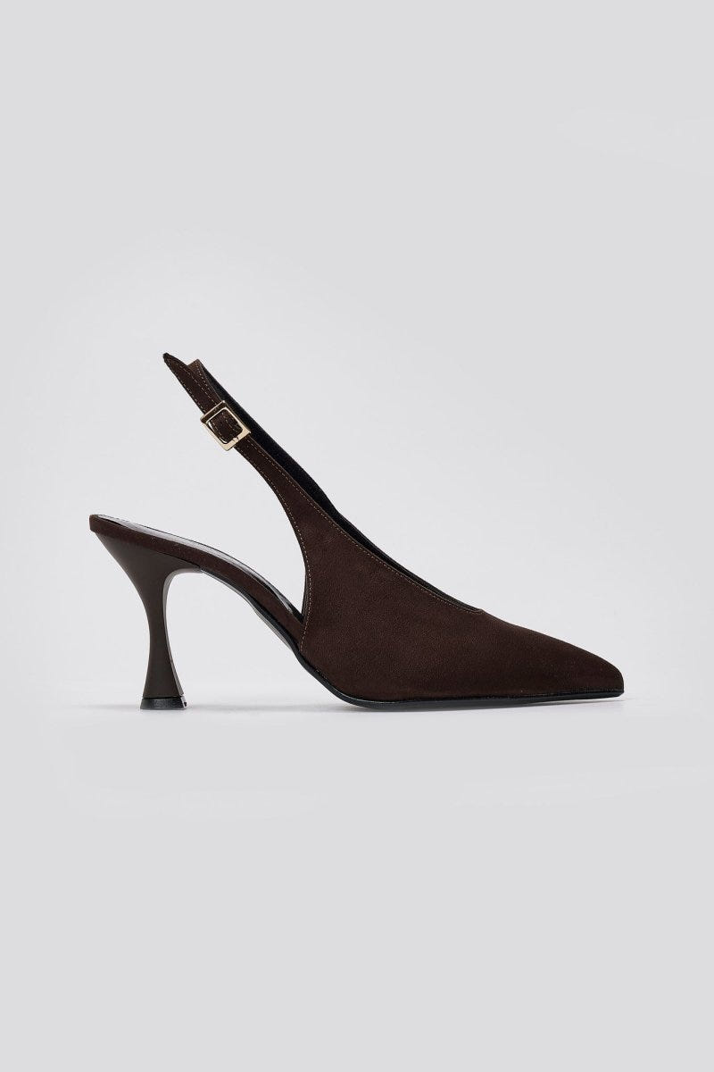TFP Slingback Pumps - Brown Suede - thefashionproject.gr - TFP