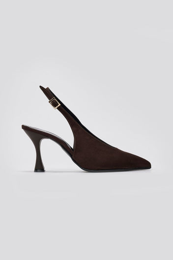 TFP Slingback Pumps - Brown Suede - thefashionproject.gr - TFP