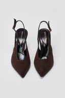 TFP Slingback Pumps - Brown Suede - thefashionproject.gr - TFP