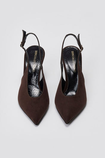 TFP Slingback Pumps - Brown Suede - thefashionproject.gr - TFP