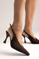 TFP Slingback Pumps - Brown Suede - thefashionproject.gr - TFP