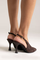 TFP Slingback Pumps - Brown Suede - thefashionproject.gr - TFP