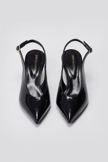 TFP Slingback Pumps Kitten Heel - Black Patent - thefashionproject.gr - TFP