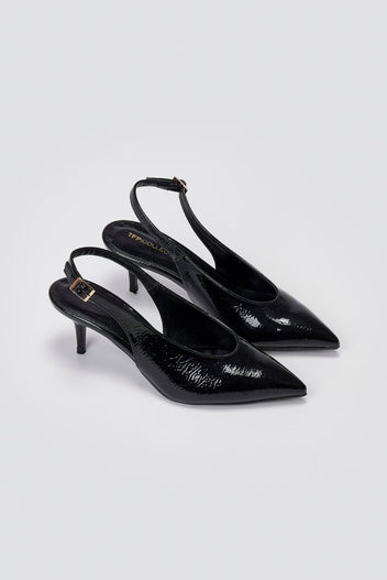 TFP Slingback Pumps Kitten Heel - Black Patent - thefashionproject.gr - TFP